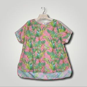LABEL BE short sleeve blouse botanical pink green